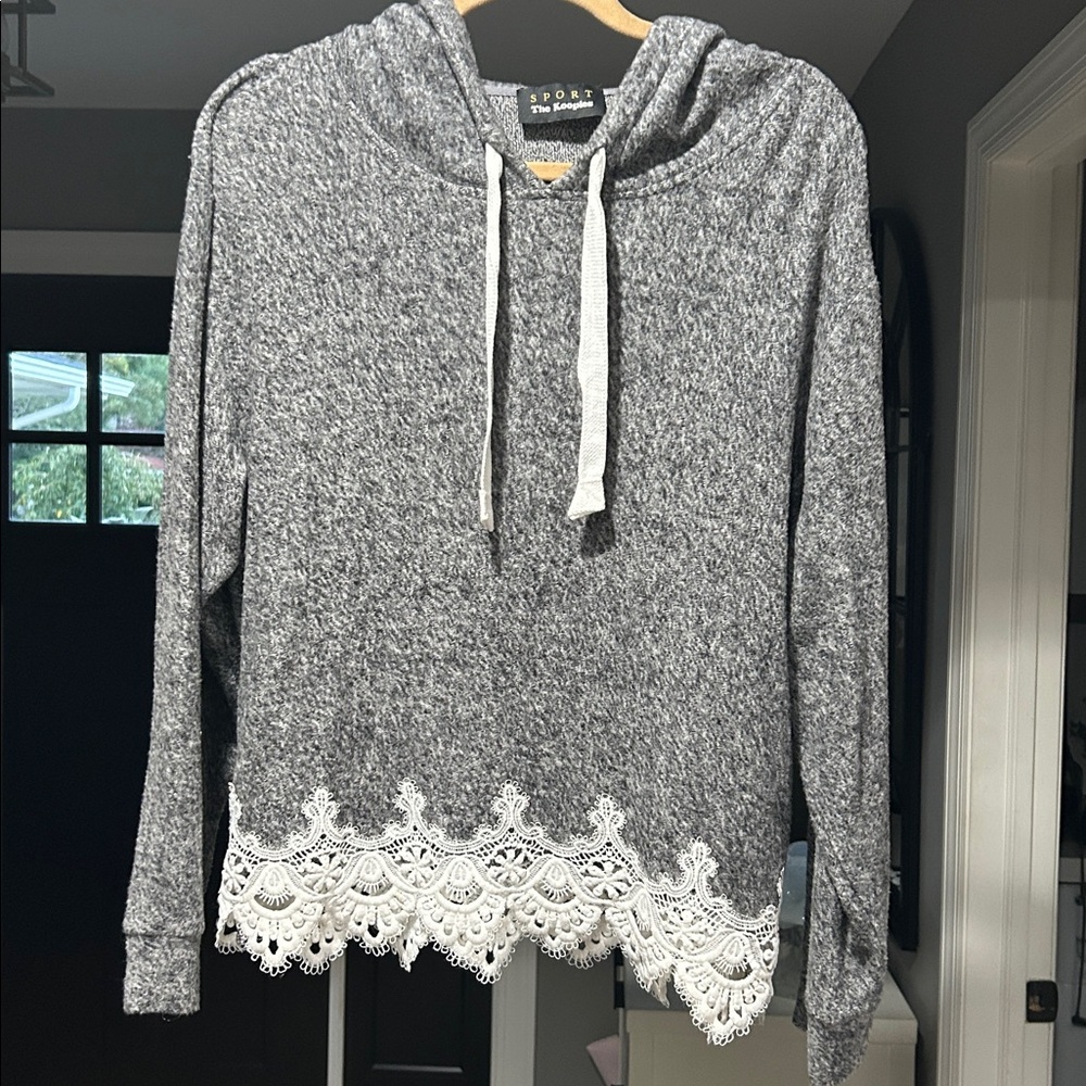 The Kooples Gray Hoodie with White Drawstrings